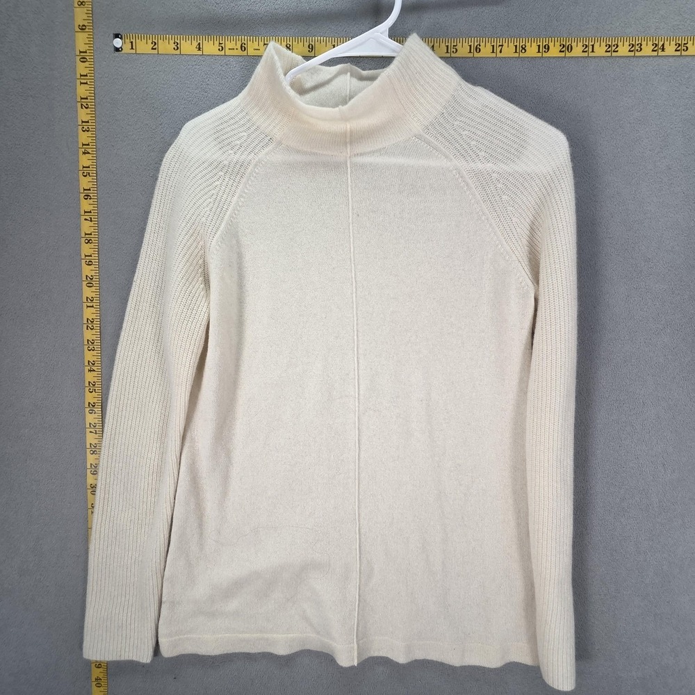 Griffen Cashmere Sweater Womens Small White 100% Cashmere Mock Neck Flaw